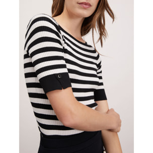 Motivi - Jersey slim de canalé - Negro