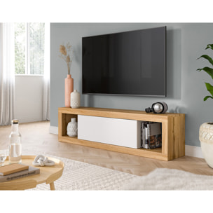 Ethan – meuble tv – 1 porte – bois et blanc - 150 cm - Bois / Blanc