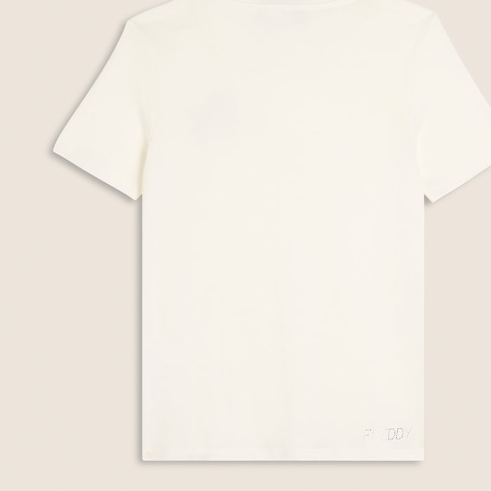 T-Shirt in jersey modal con Logo FY e Dettagli in Strass