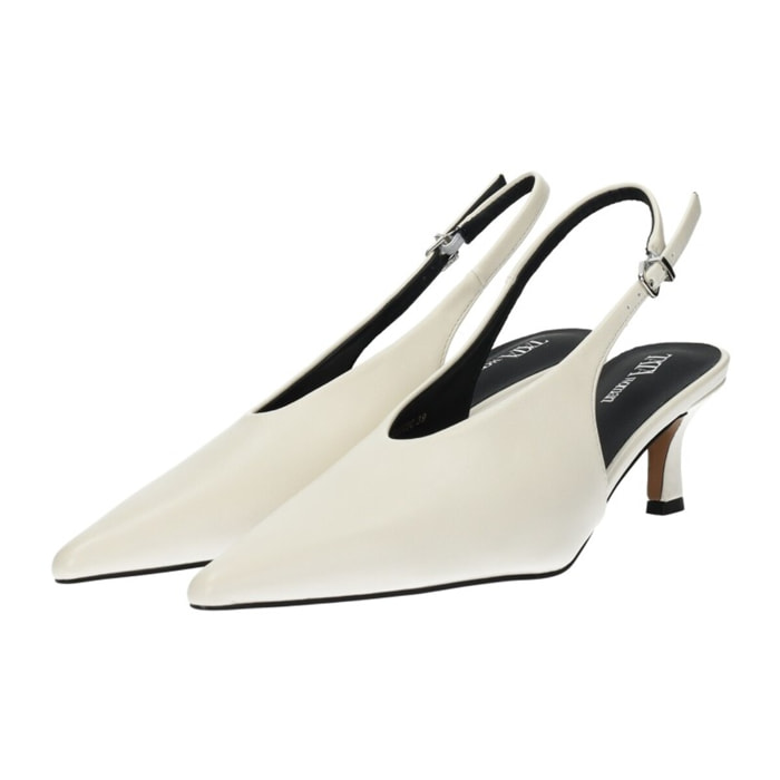 Décolleté sling back Donna Tata Italia Bianco
