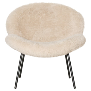 Fauteuil en fausse fourrure beige SACHA
