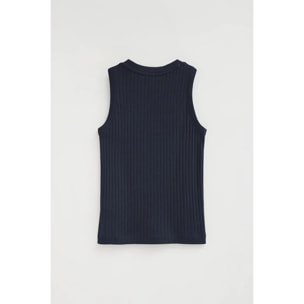 Pack da donna con due canotte blu marino e bianca a coste con logo Polo Club