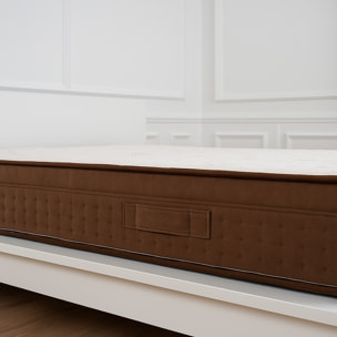 Materasso Ginflex Matrimoniale 160x190 Memory Foam 2 Strati Fisso Altezza 25cm Tessuto Biocotton Con Fascia Perimetrale Di Velluto Marrone (Antiacaro - Anallergico - Antibatterico - Ergonomico)