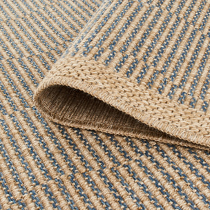 Tapis effet jute motif bleu