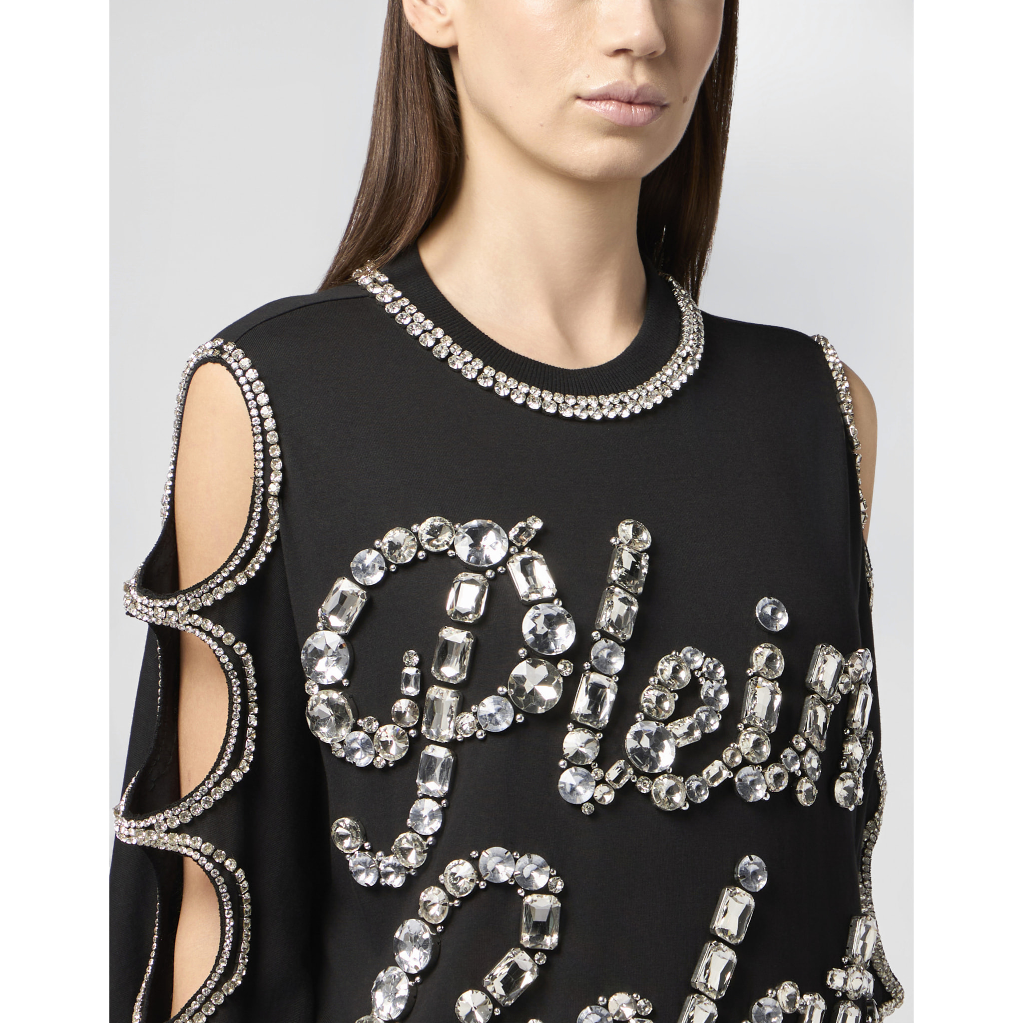 PHILIPP PLEIN Mini T-Shirt Dress Crystal Waves