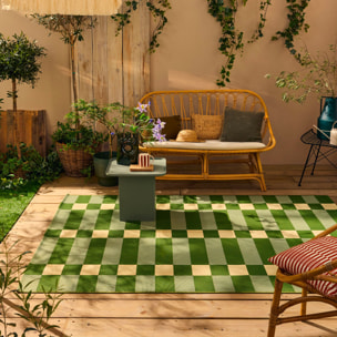 RIVIERA - Tapis intérieur/extérieur à motif carreaux vert