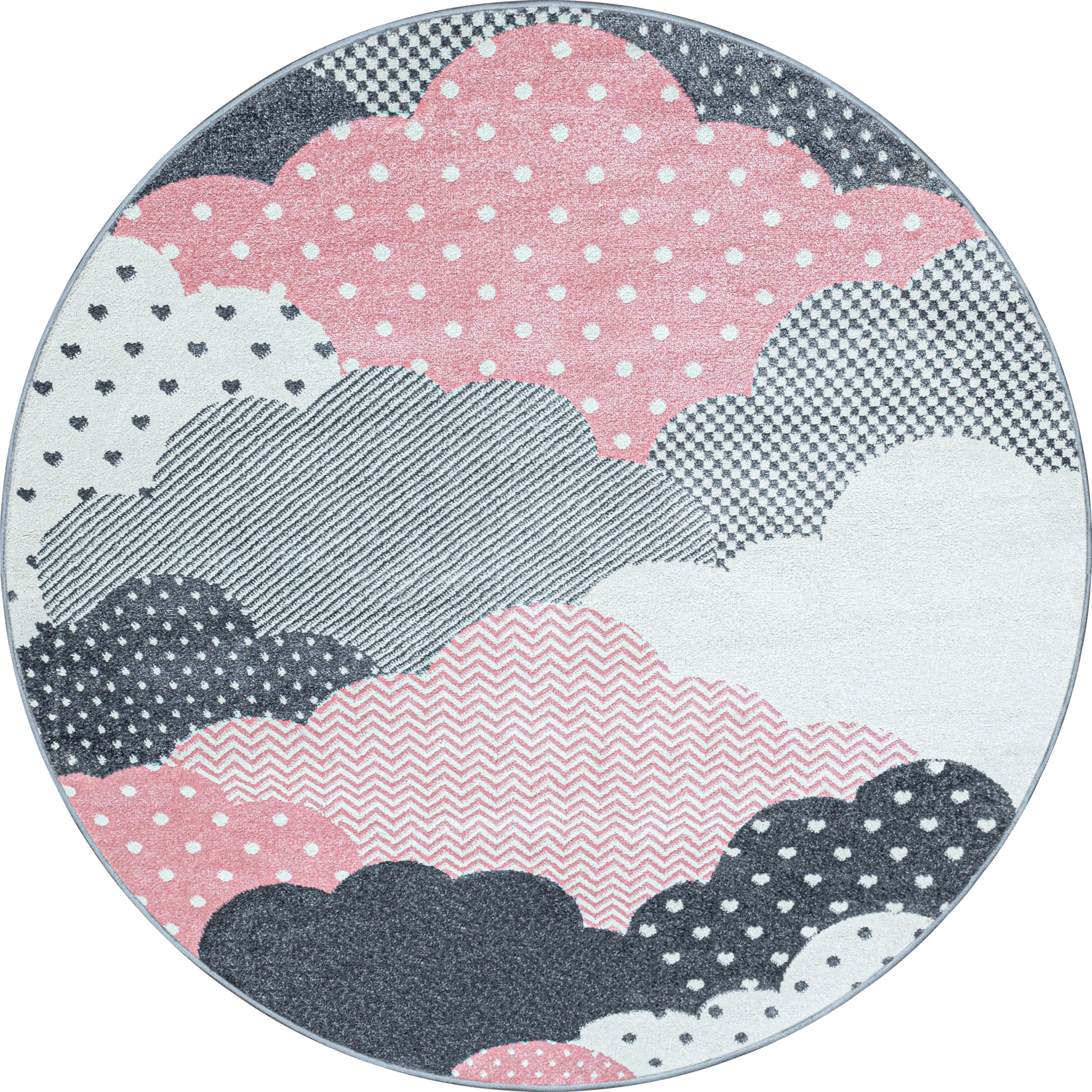 BAMBI - Tapis enfants rond à motif nuage rose