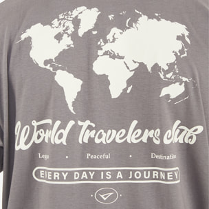 T-shirt in cotone da uomo TRAVELER grigio scuro