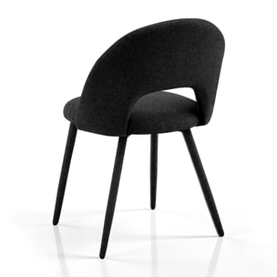 Lot de 4 chaises de salle à manger Tomasucci SELMA, en tissu, noir, 54 × 51 × 79 cm