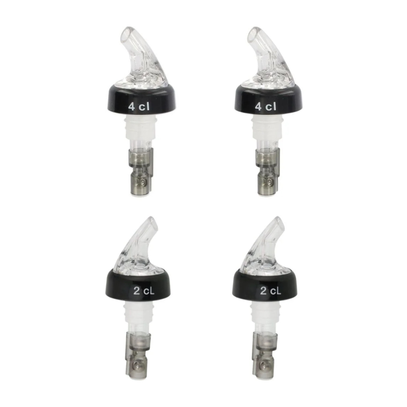 Set de 4 becs verseurs doseurs à alcool à bille 2 cl et 4 cl Fackelmann