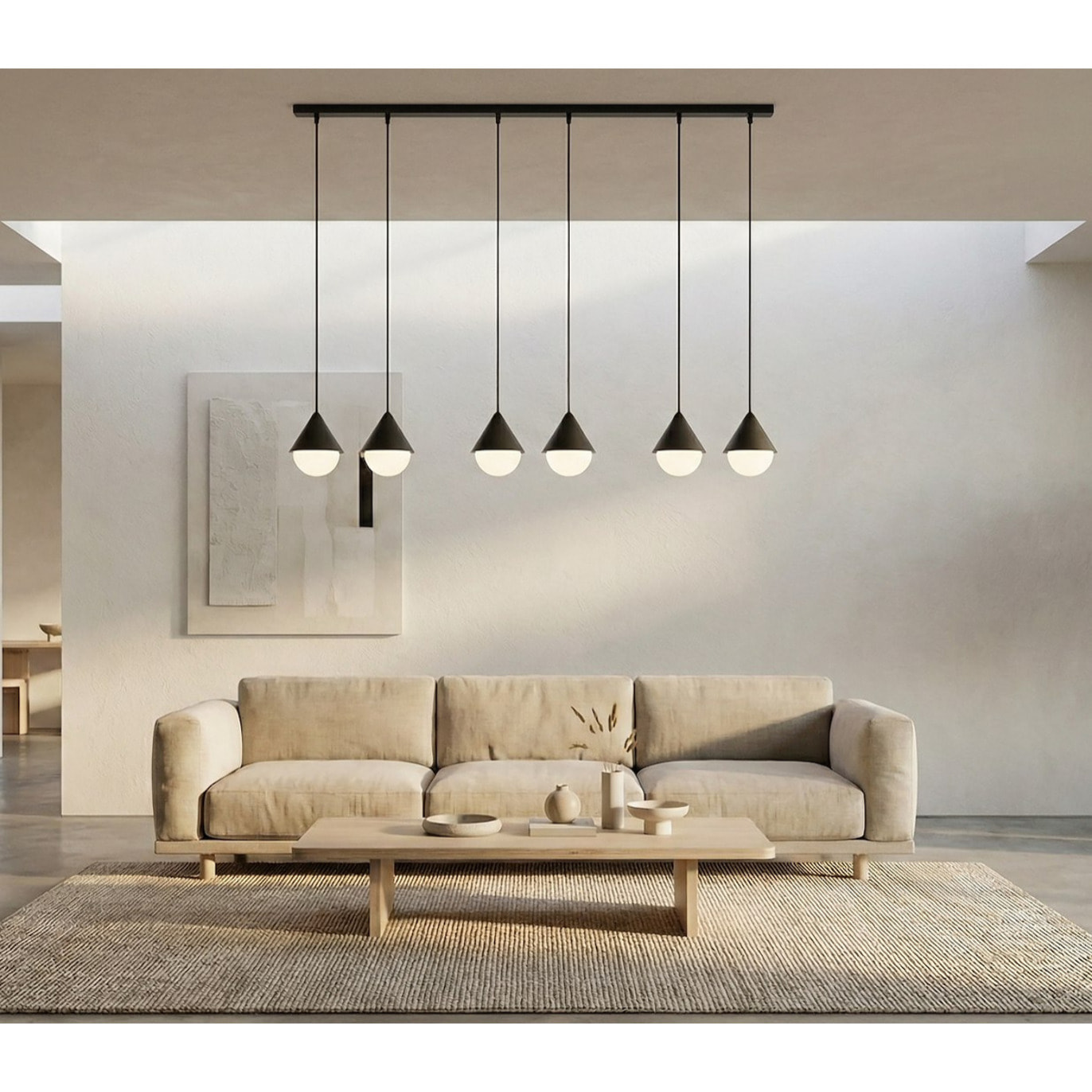 Lampada a sospensione Giro in acciaio nero e vetro