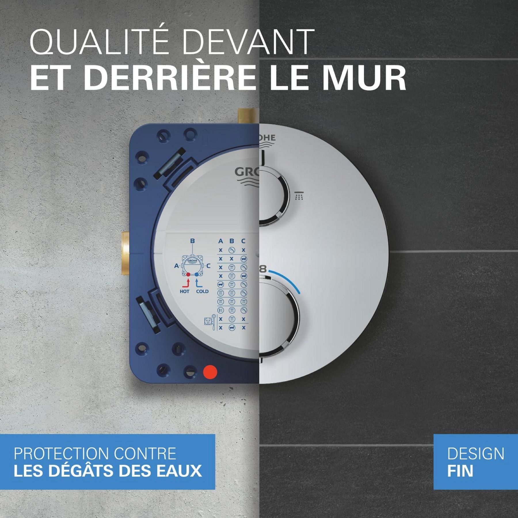 Pack douche encastrée Precision + Vitalio Rain Mono 310 chromé