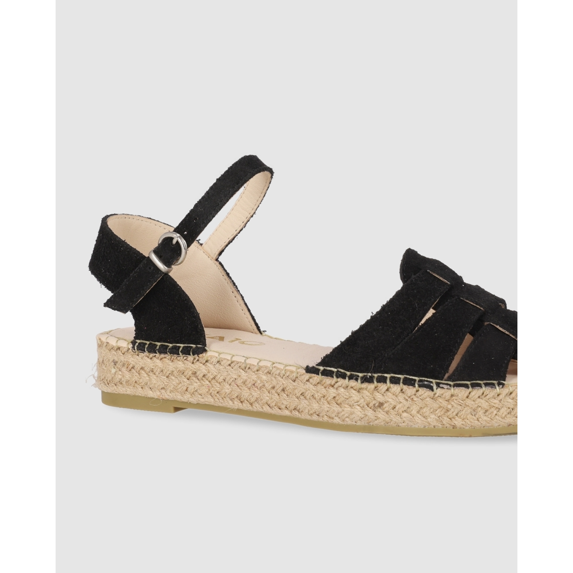 Sandalias de Serraje - Negro - Tacón: 5 cm
