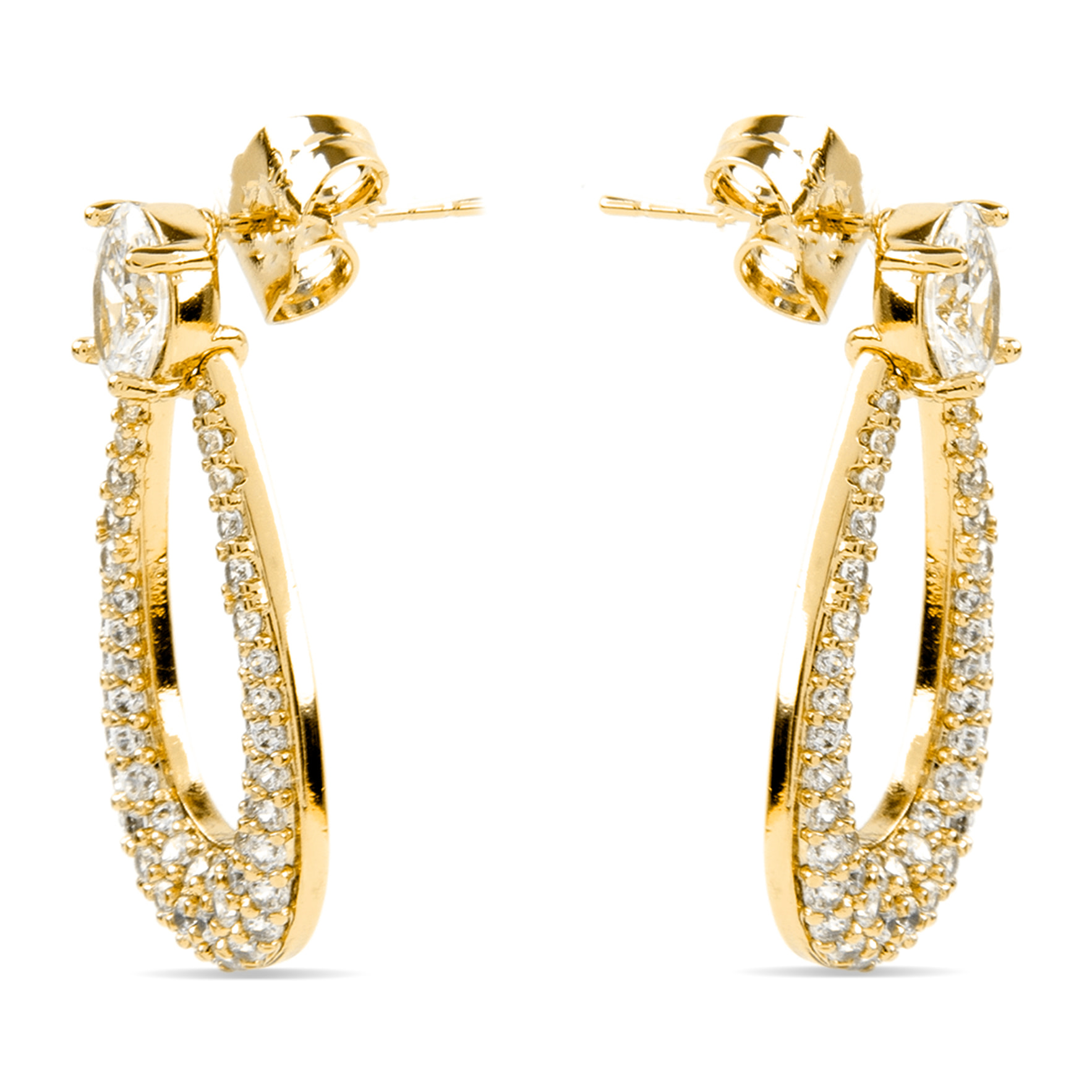 Pendientes con Circonita Brillante acabado oro 18k