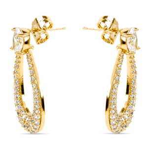 Pendientes con Circonita Brillante acabado oro 18k