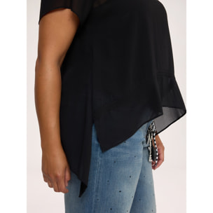 Fiorella Rubino - Blusa asimétrica en georgette - Negro