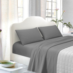 STYLE & COTTON Completo letto matrimoniale grigio cotone 100%