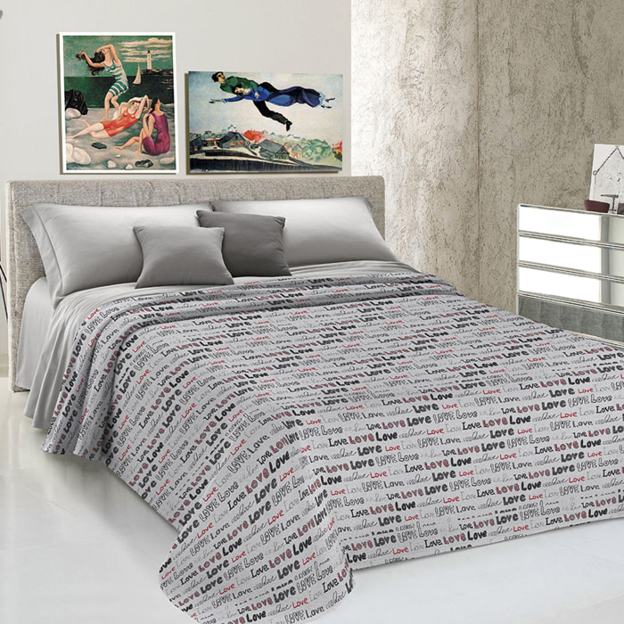 Copriletto di cotone lovelove grigio 100% cotone