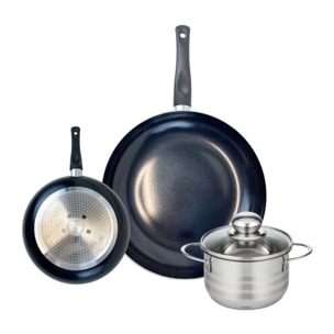 Ensemble de 2 Poêles de cuisson 20 et 32 cm et 1 faitout 16 cm Elo Prima Brillant