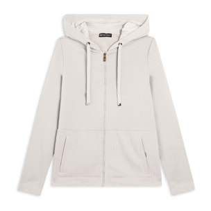 Felpa donna con cappuccio e inserti micro-trecce