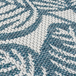Tapis extérieur rond BELLA LEAF Bleu