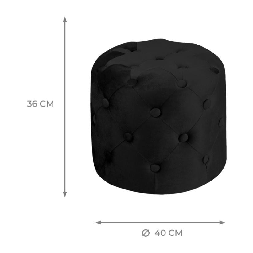 Pouf Poggiapiedi Rotondo Seduta In Velluto Velvet Parigi Nero