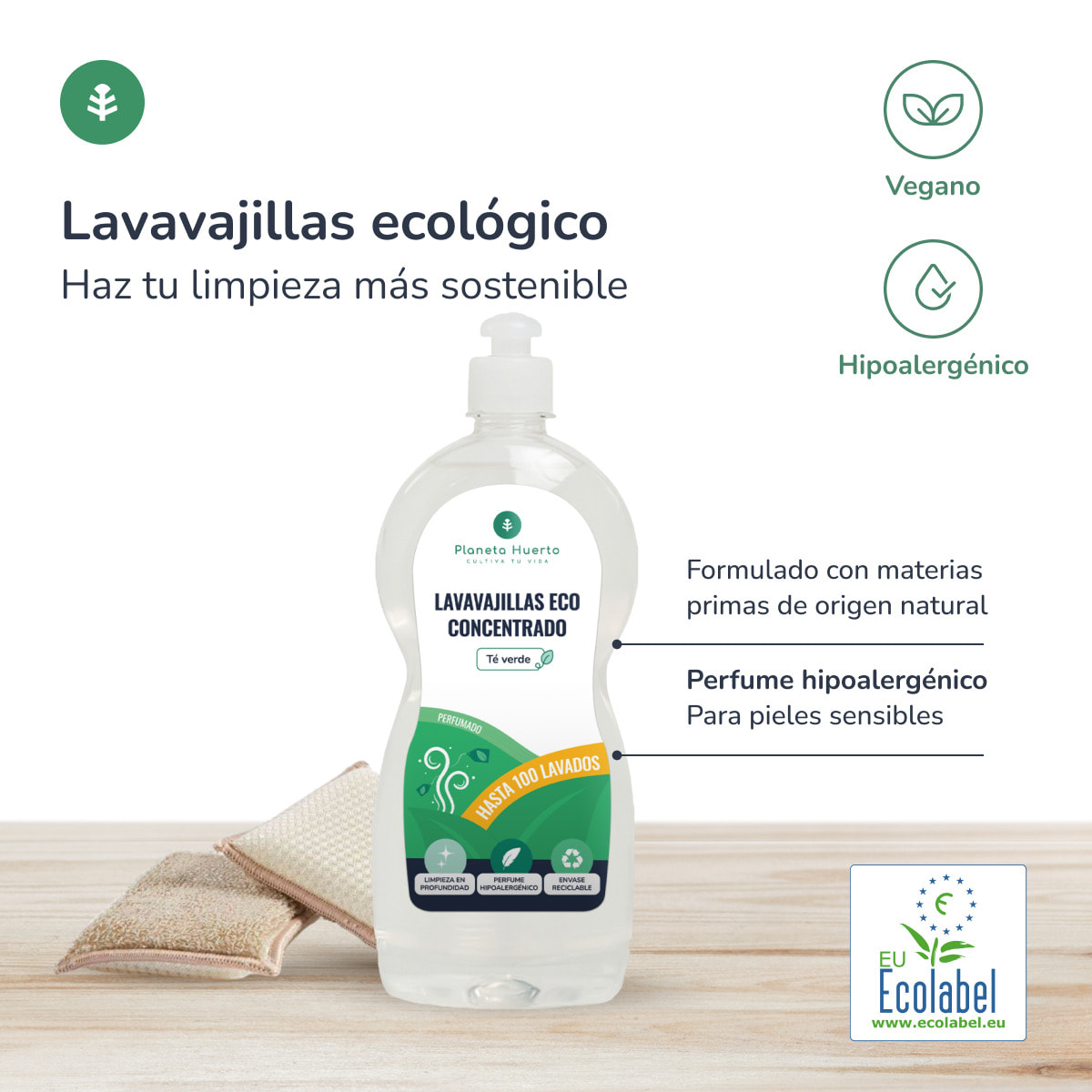 Pack 6xLavavajillas Manual Té Verde ECO  Planeta Huerto 750ml