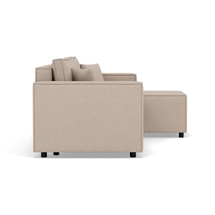 Jonas - canapé d'angle réversible 4 places convertible avec coffre en tissu texturé - Beige