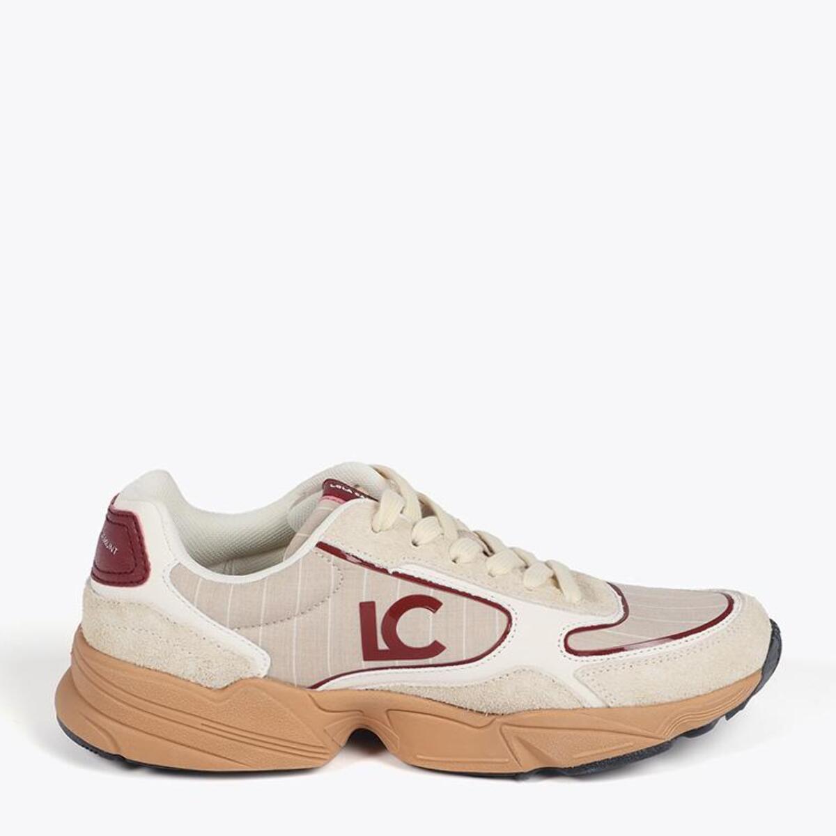 Sneaker con Suola Running in Tessuto e Pelle