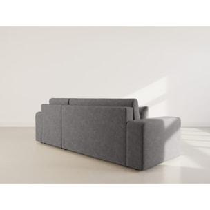 Nicole - canapé d'angle réversible 4 places convertible avec coffre en tissu - Gris