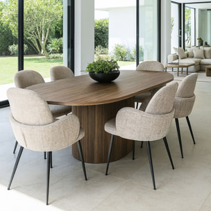 Lot de 2 fauteuils de table en tissu beige et pieds en métal GINETTE