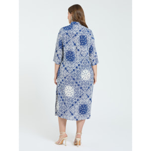 Fiorella Rubino - Vestido camisero estampado bandana - Azul