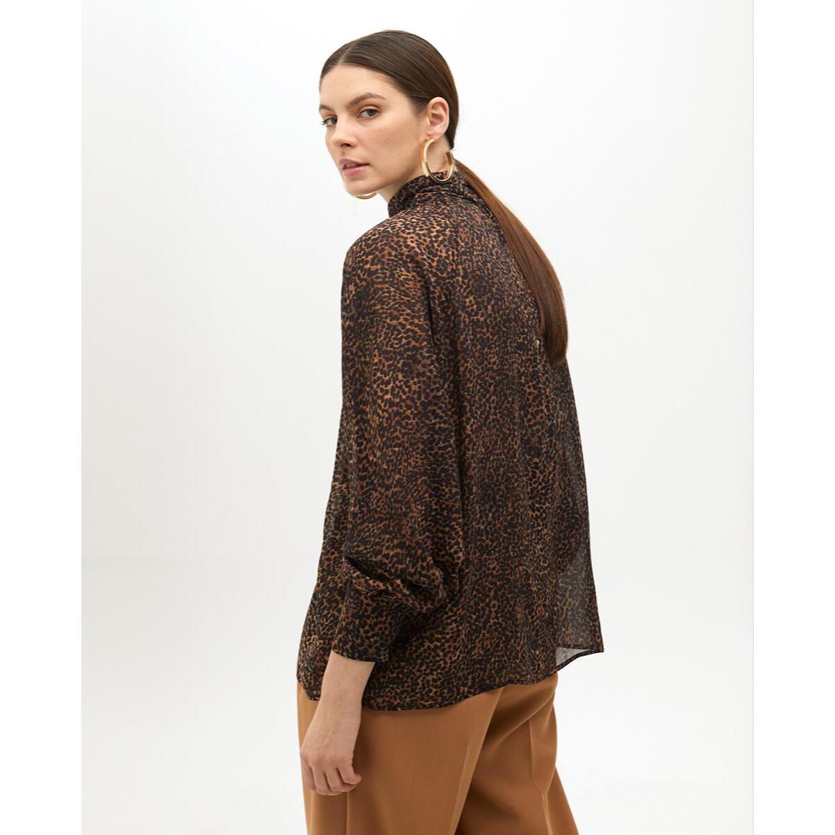 Blusa Collo Alto Stampa Animalier