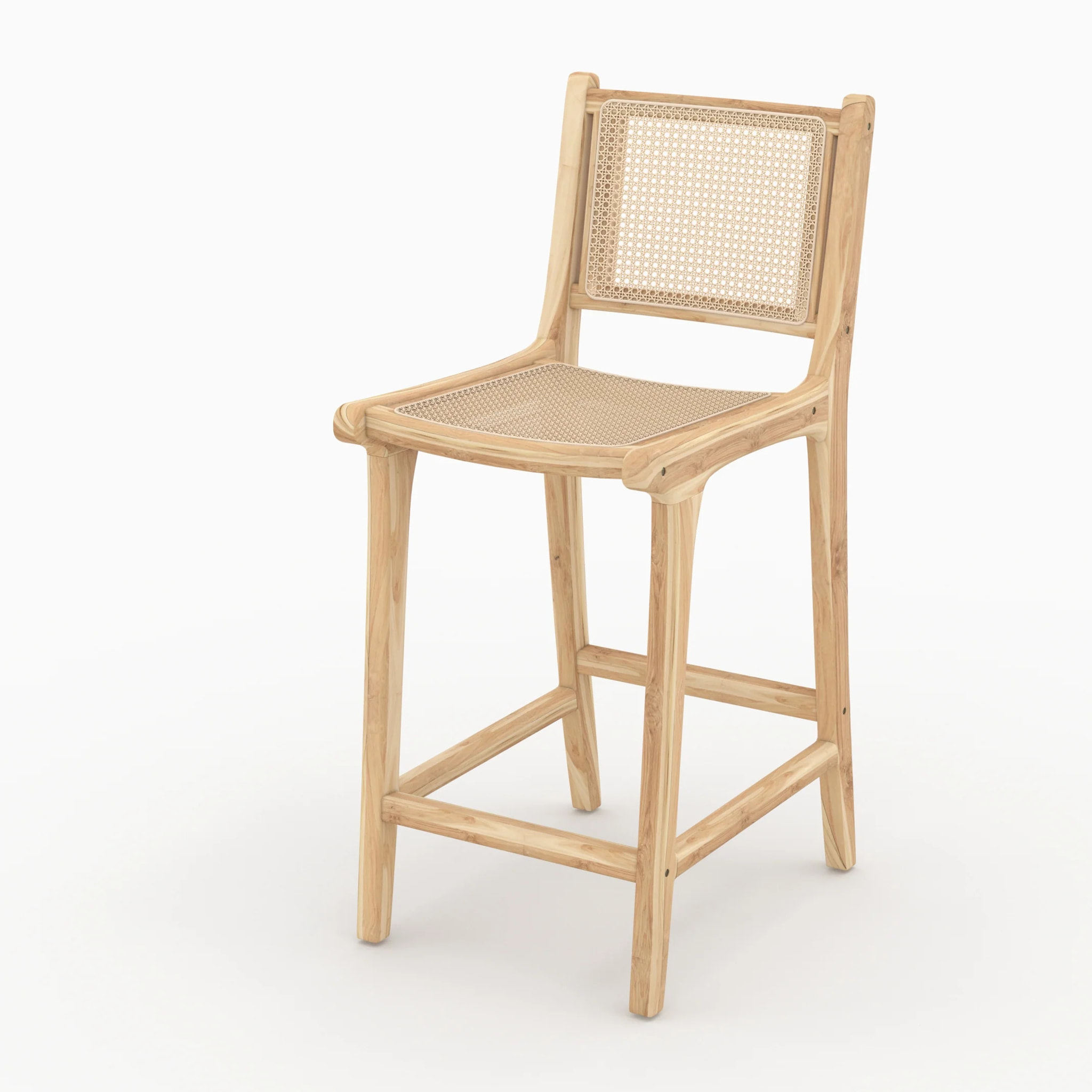 Lot de 2 chaises pour îlot central en teck et cannage rotin 66,5 cm - Kyla