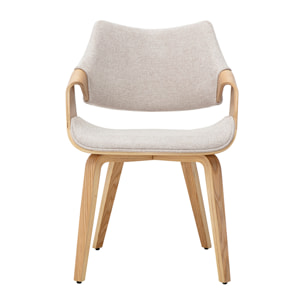 Chaises en tissu effet velours texturé beige et bois clair (lot de 2) SEVAN