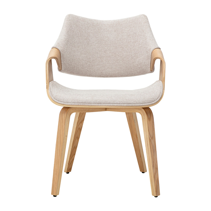 Chaises en tissu effet velours texturé beige et bois clair (lot de 2) SEVAN