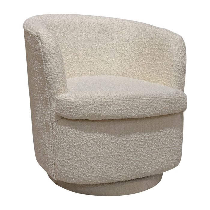 Fauteuil pivotant en bouclette blanche MALO