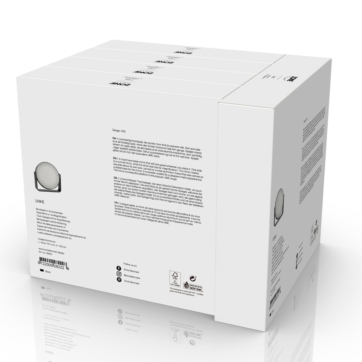 Miroir de table avec grossissement 5 x Ume Gris clair