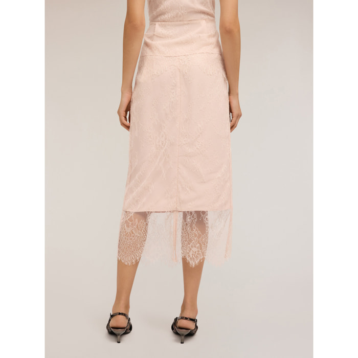 Motivi - Falda midi de encaje - Rosa cipria