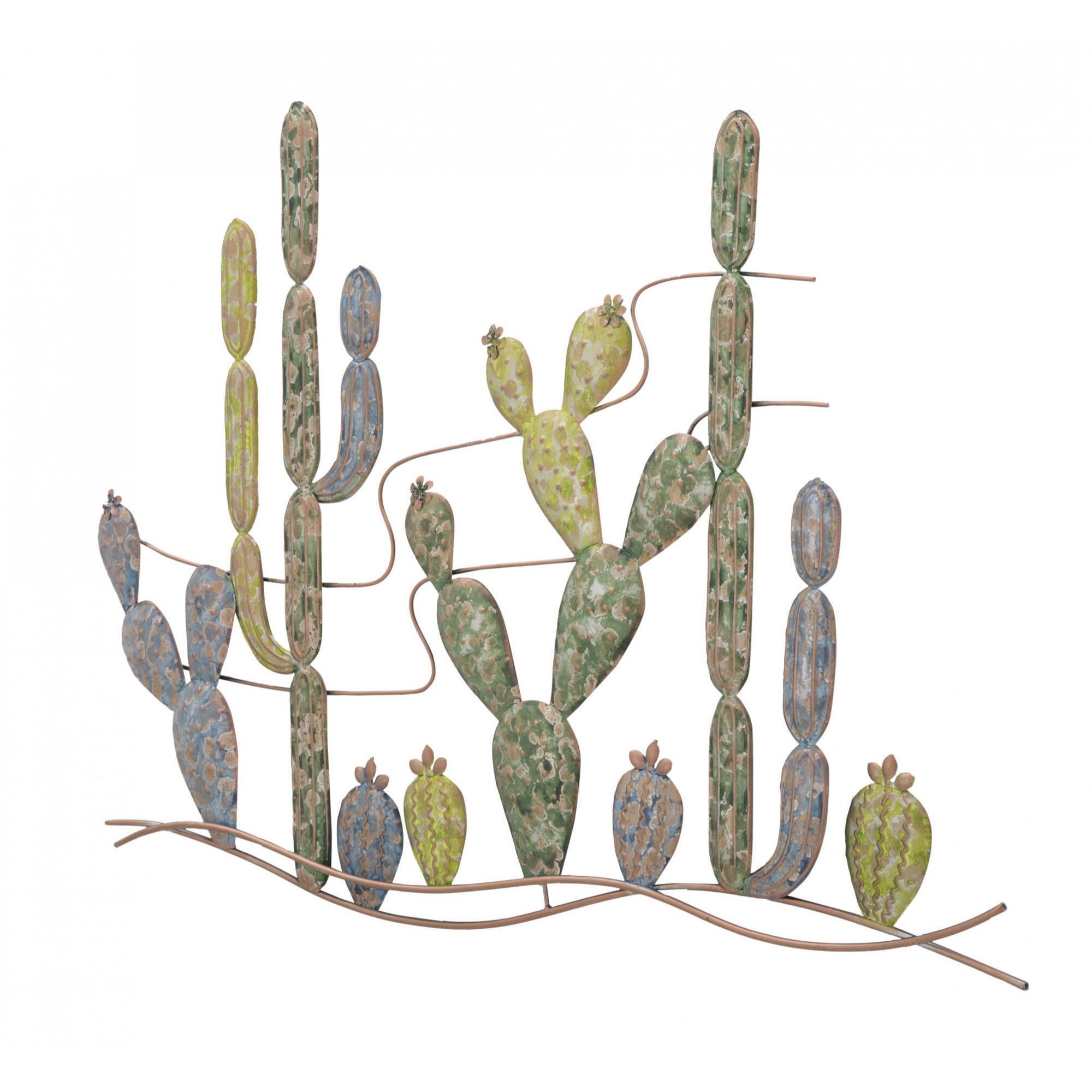 Pannello con cactus, Struttura in ferro, 2,5 x 64 x 90 cm