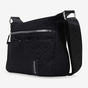 Bolso bandolera negro en nailon con bolsillos
