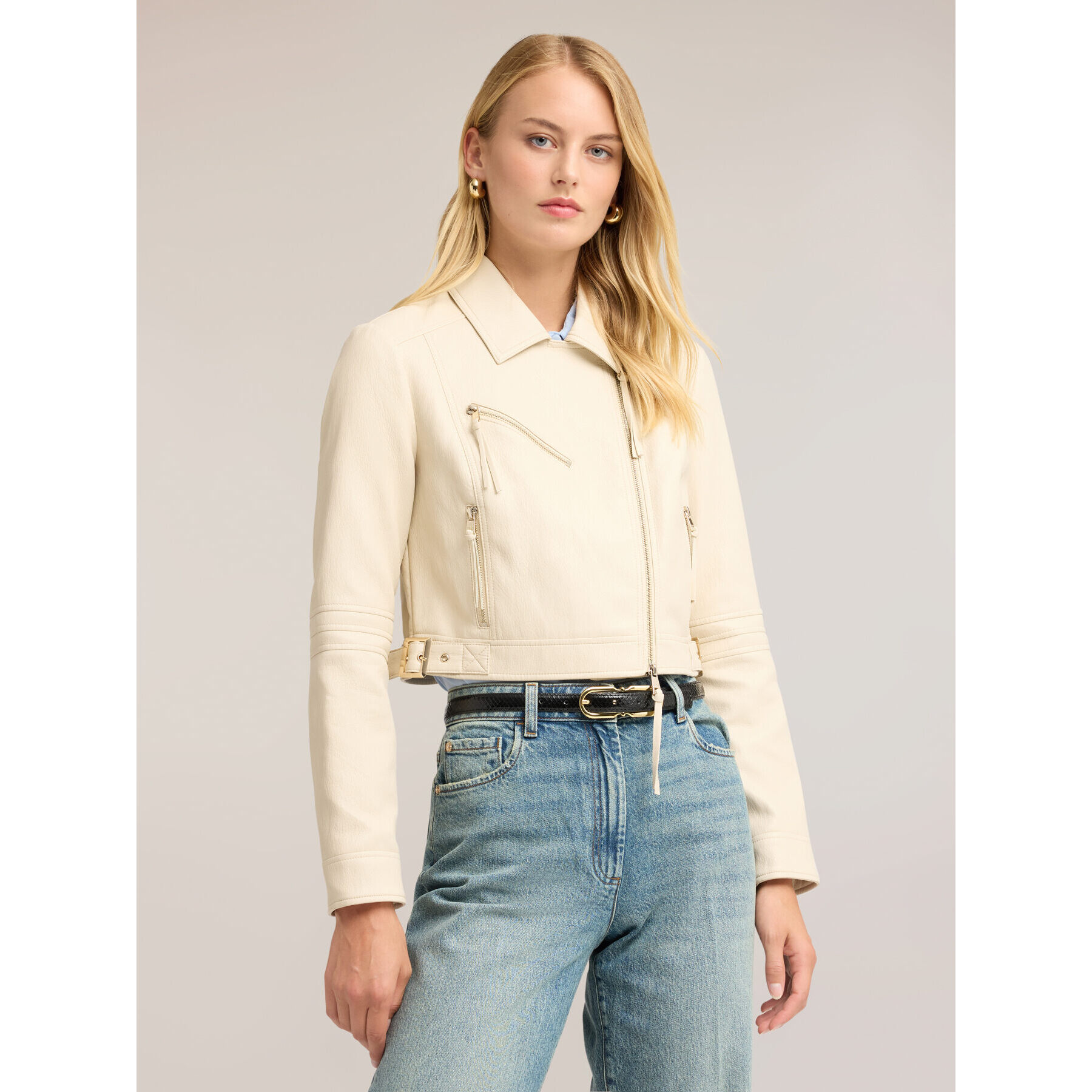 Motivi - Giacca chiodo con zip asimmetrica - Bianco