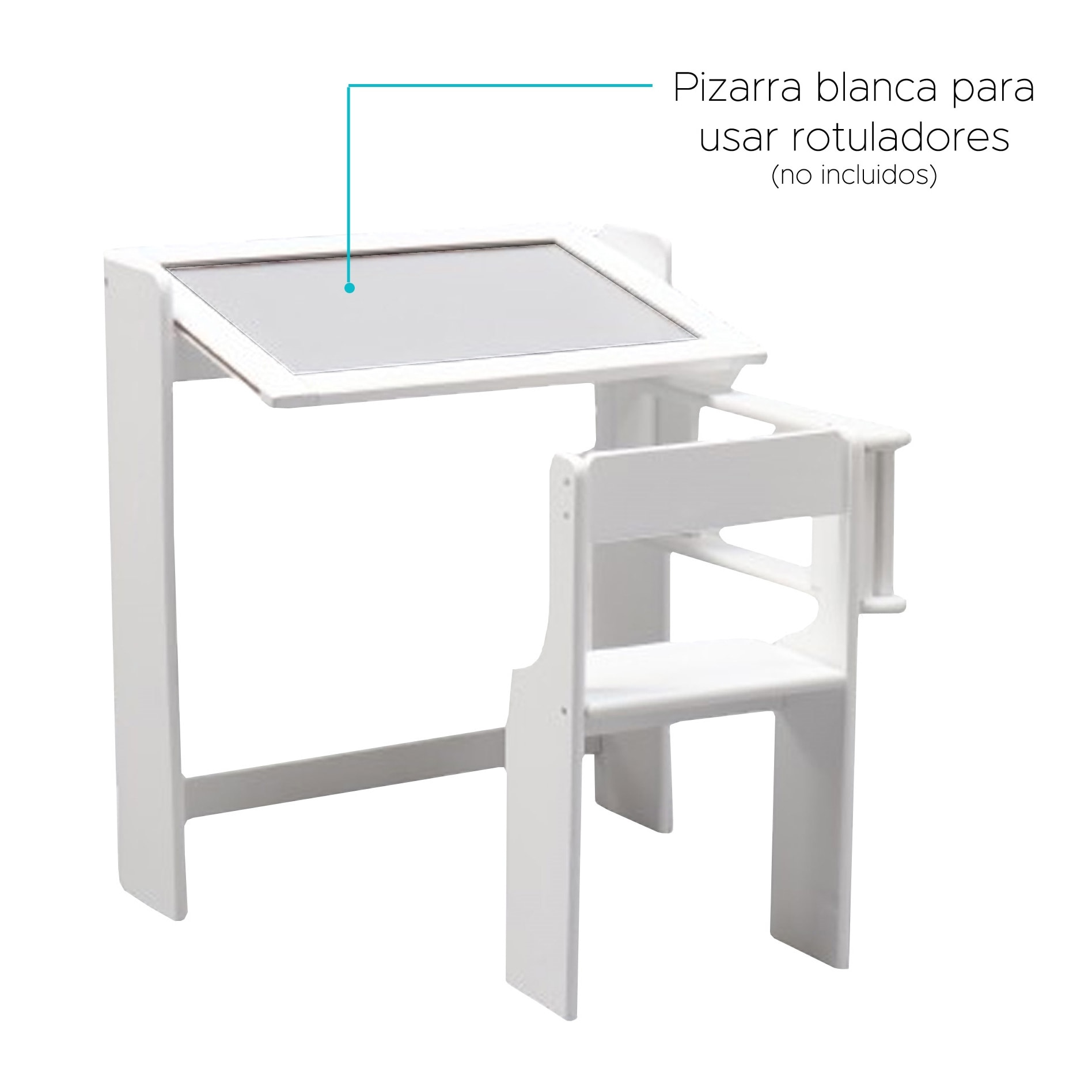 Pupitre pizarra infantil plegable color blanco