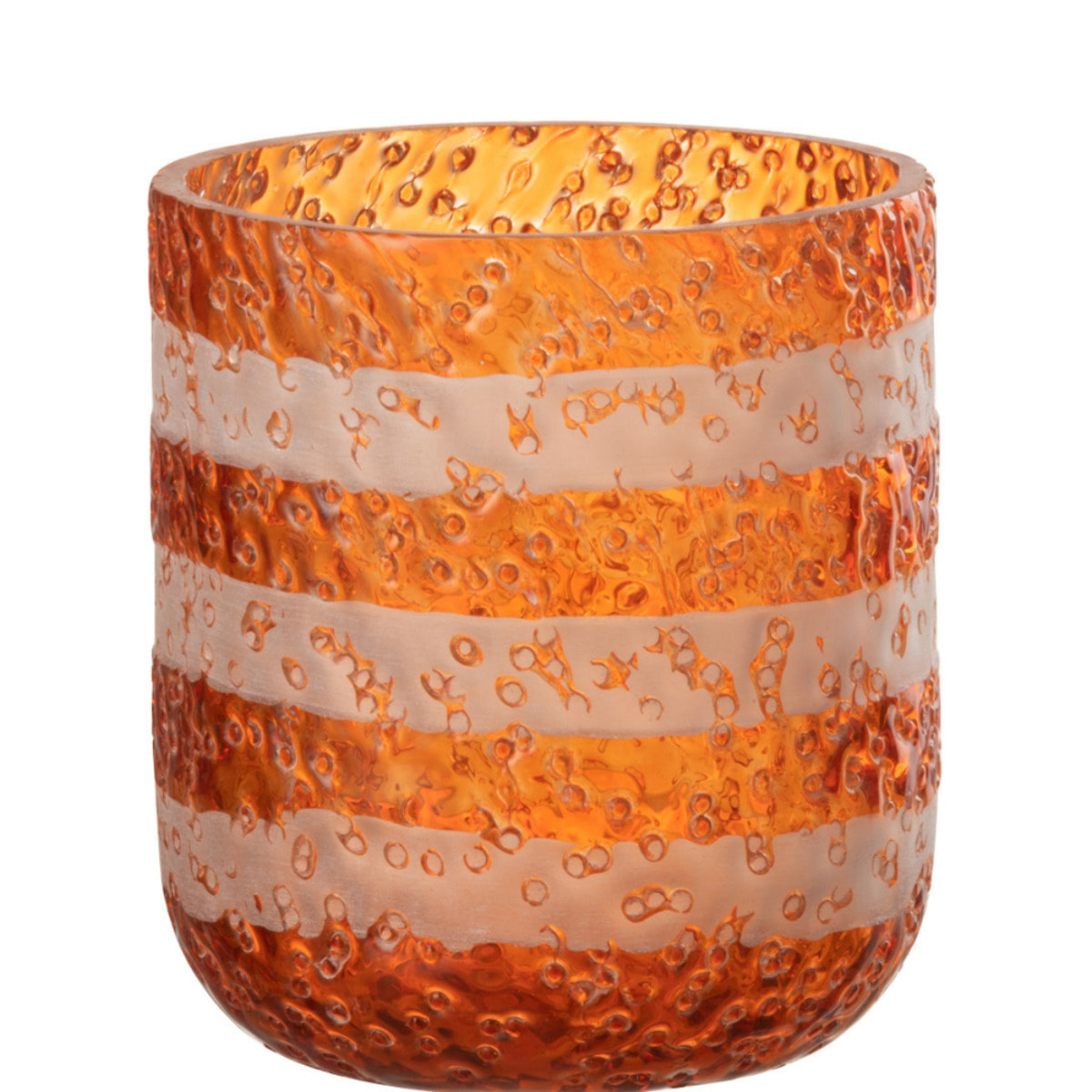 J-Line photophore Lignes - verre - orange/blanc - small - 2 pièces