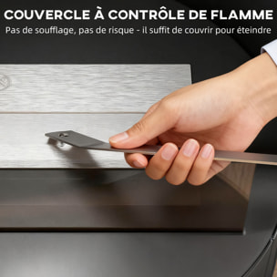 Cheminée éthanol - cheminée bioéthanol design cylindrique - réservoir 0,9L dia. 32 x H.55 cm acier noir