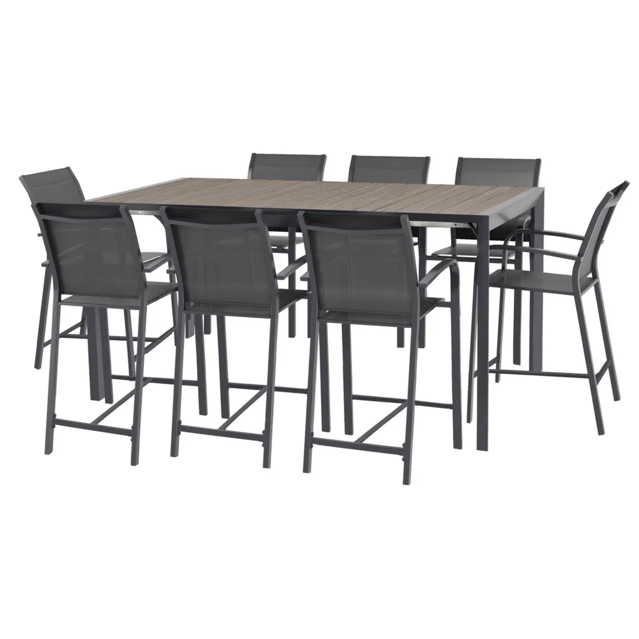 Table haute extensible de jardin Évasion Seigle effet bois & Graphite