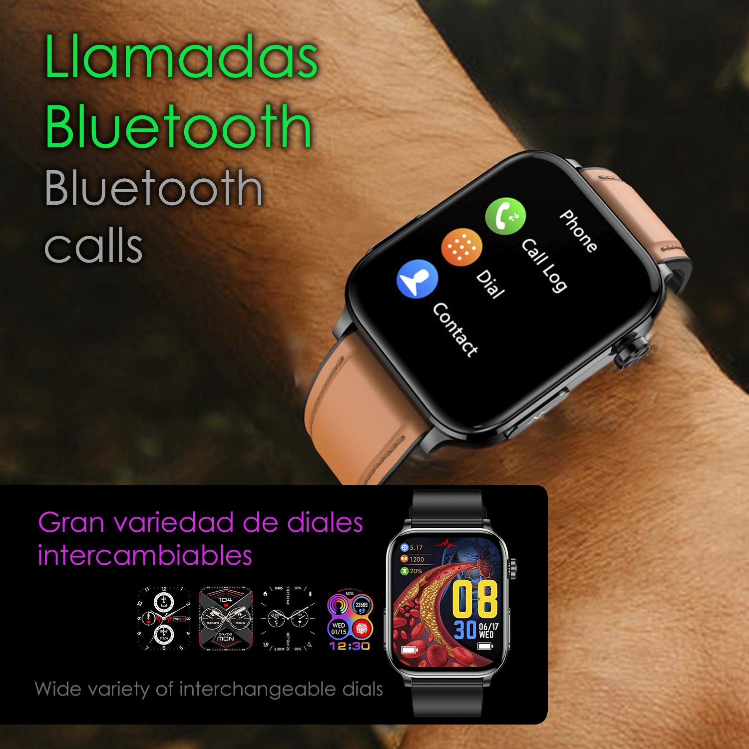 DAM Smartwatch TK15. ECG , glucosa en sangre, ácido úrico y lípidos, IMC grasa corporal, temperatura, O2 y tensión. 5,1x1,2x4,6 Cm. Color: Negro