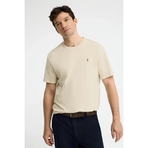 Camiseta beige de manga corta y corte holgado con logo Rigby Go