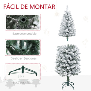 Árbol de Navidad 150 cm Árbol de Navidad Artificial Nevado con 317 Ramas y Soporte de Metal Árbol Navideño para Salón Interior Verde