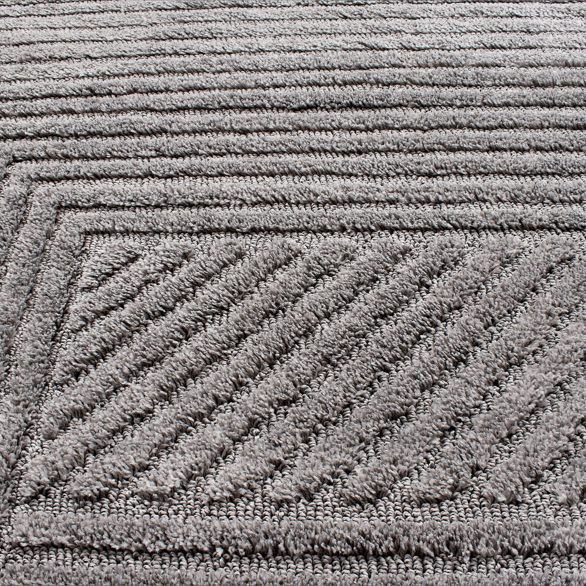 HARMONIE - Tapis moderne géométrique avec poils en relief gris